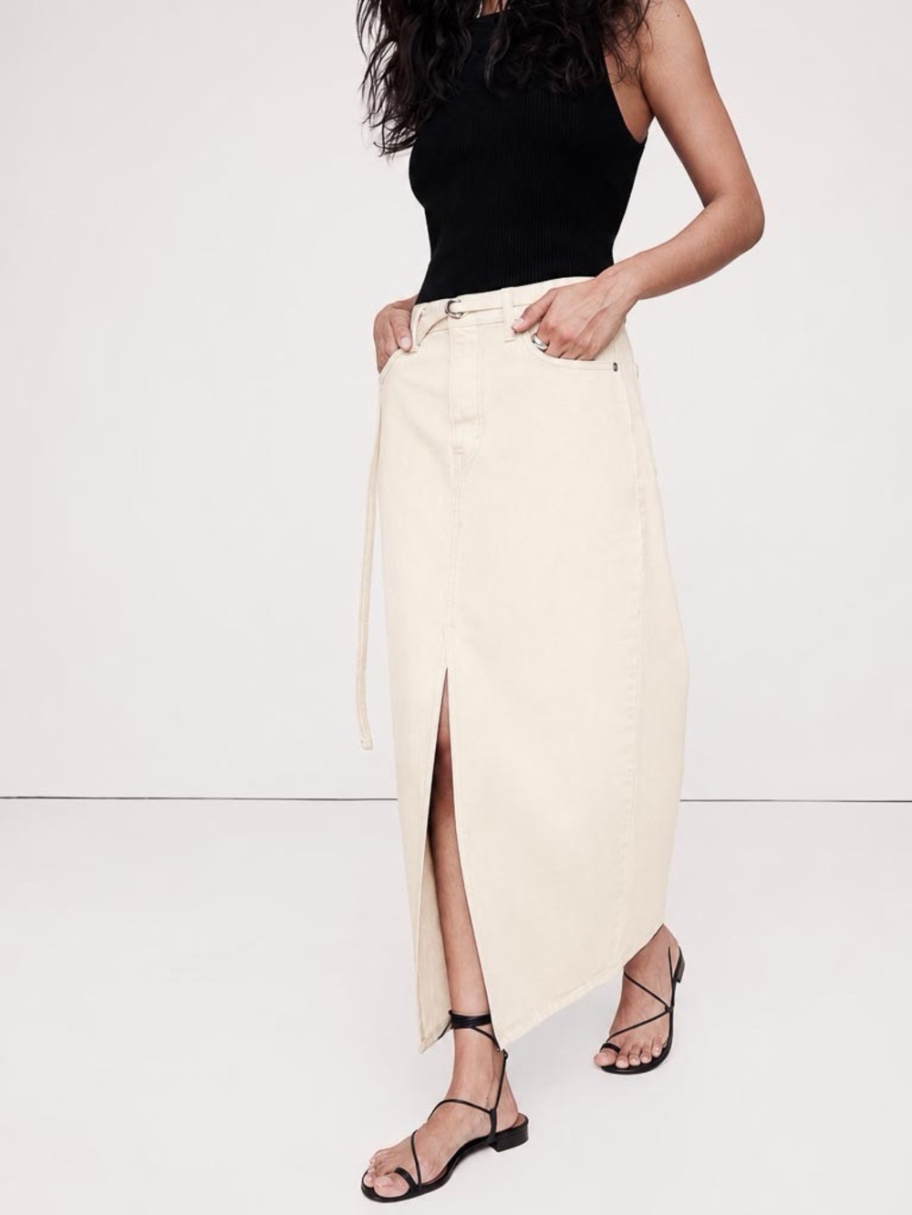 Banana Republic Denim High-Slit Midi skirt